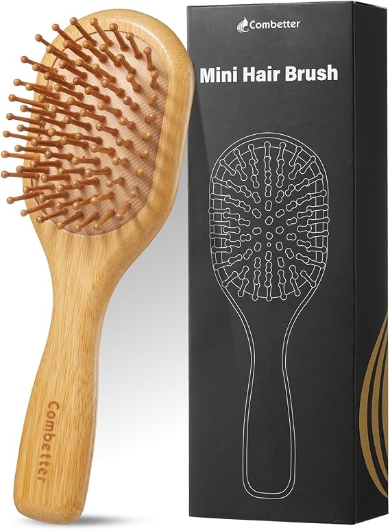 Bamboo Hair Brush – Small Scalp Massage Brush for Growth & Travel