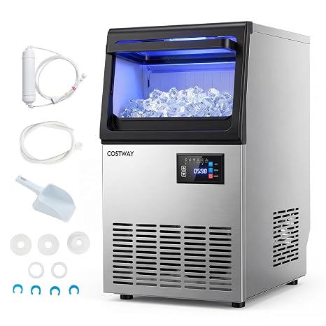 COSTWAY Commercial Gourmet Ice Maker Machine 80Lbs/24H Spray-Type Ice