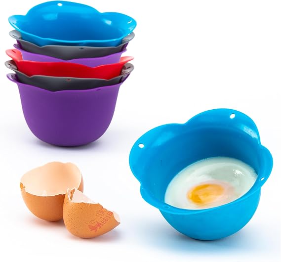 Kitzini Poached Egg Cup. Egg Coddler 8 Set. BPA Free. Microwave Egg Poacher. Nonstick Egg Pod Perfect Silicone Egg Poacher. Easy to Use & Clean. No Mess. 8 Silicone Egg Molds. Dishwasher Safe
