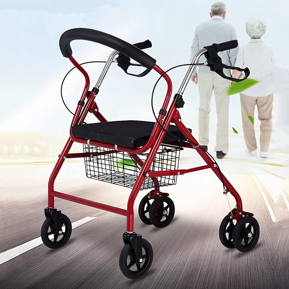 Upright Walker - Seniors Walker with Seat, Standing Walker Walker Back Electro Trolling Mobility Walker Aids with Seat Armrest vision