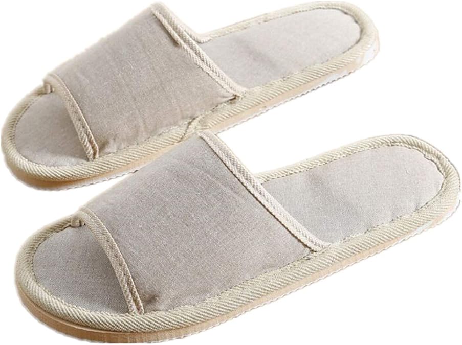 6 Pairs Spa Slippers for Women and Men, Washable Flax Guests Slipper Open Toe Two sizes Fits Most,Reusable House Slippers Fit for Guests,Bathroom,Bedroom,Travel,Home,Indoor