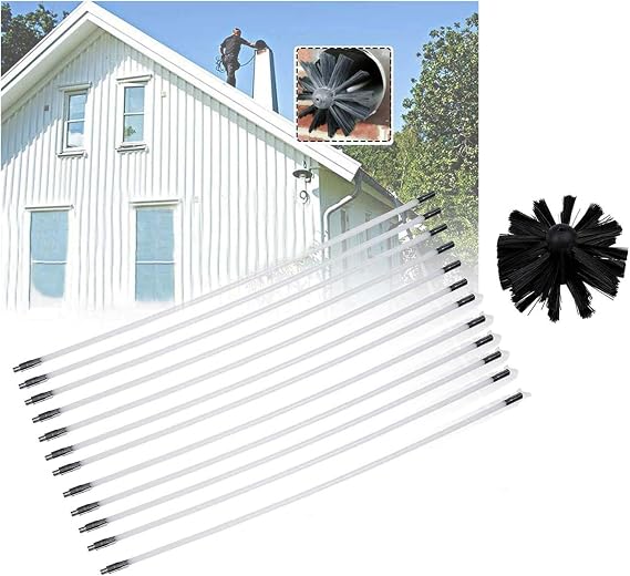 LIYUN Chimney Sweep kit Chimney Brush Rod Kit, Dryer Duct Cleaning Kit, Lint Remover,Extends Up to 12 Feet Synthetic Brush Head Vent Cleaning Kit Chimney Sweep Kit (Color : 12 Rods, Size : 410mm)