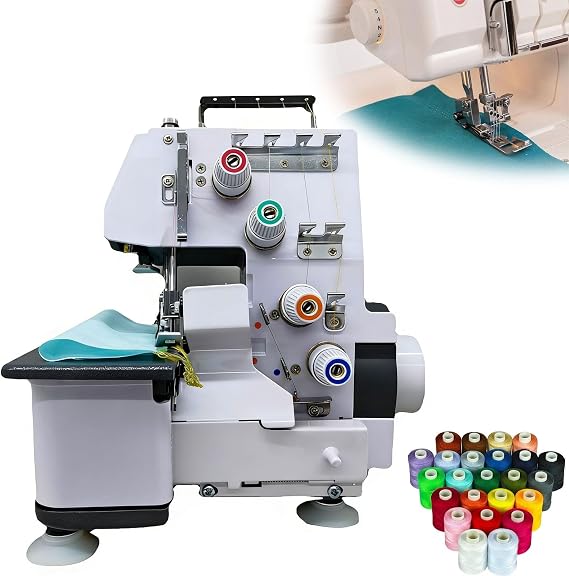 250W Overlock Sewing Machine with LED Light, Electric Serger Sewing Machine with Foot Controller, 4 Thread Seaming Machine, 1500 Stitches/Min, 4.7-5.7mm Overlock Width