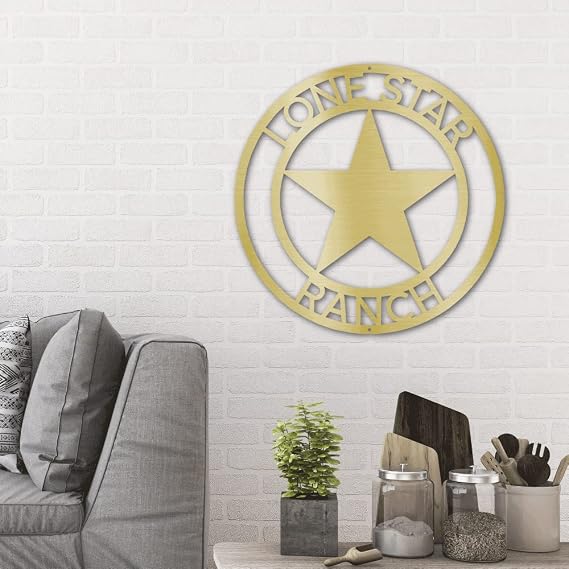 Spring Pet Products Country Star Custom Monogram Indoor Outdoor Steel Wall Sign Gold  30