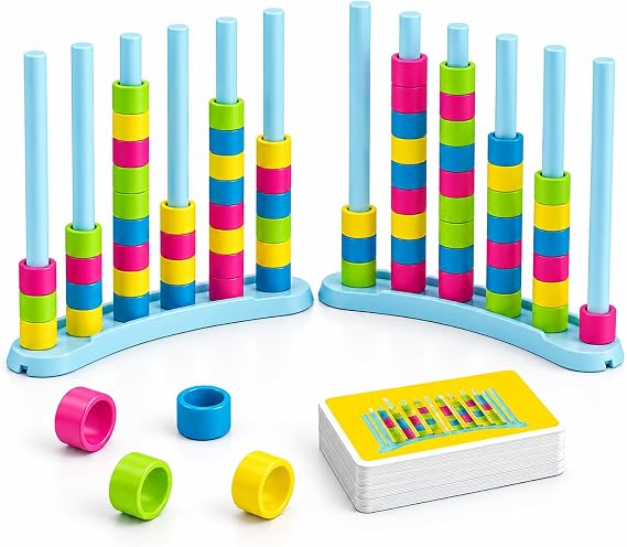 2 Pack Colour Matching Family Board Game, Stacking Challenge, 2-4 Players