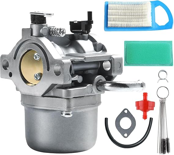 590399 Carburetor Fits for B&S 590399 796077 & Nikki 799245 Lawn Mower Engine Carb Replacement with Gasket, Fuel Line, Filter, Valve Fits 3HP-6.5HP Small Engines