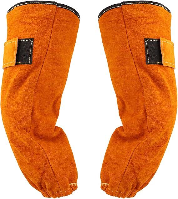 Leather Welding Sleeves, 16.5in Flame Resistant Arm Protectors, 1 Pair
