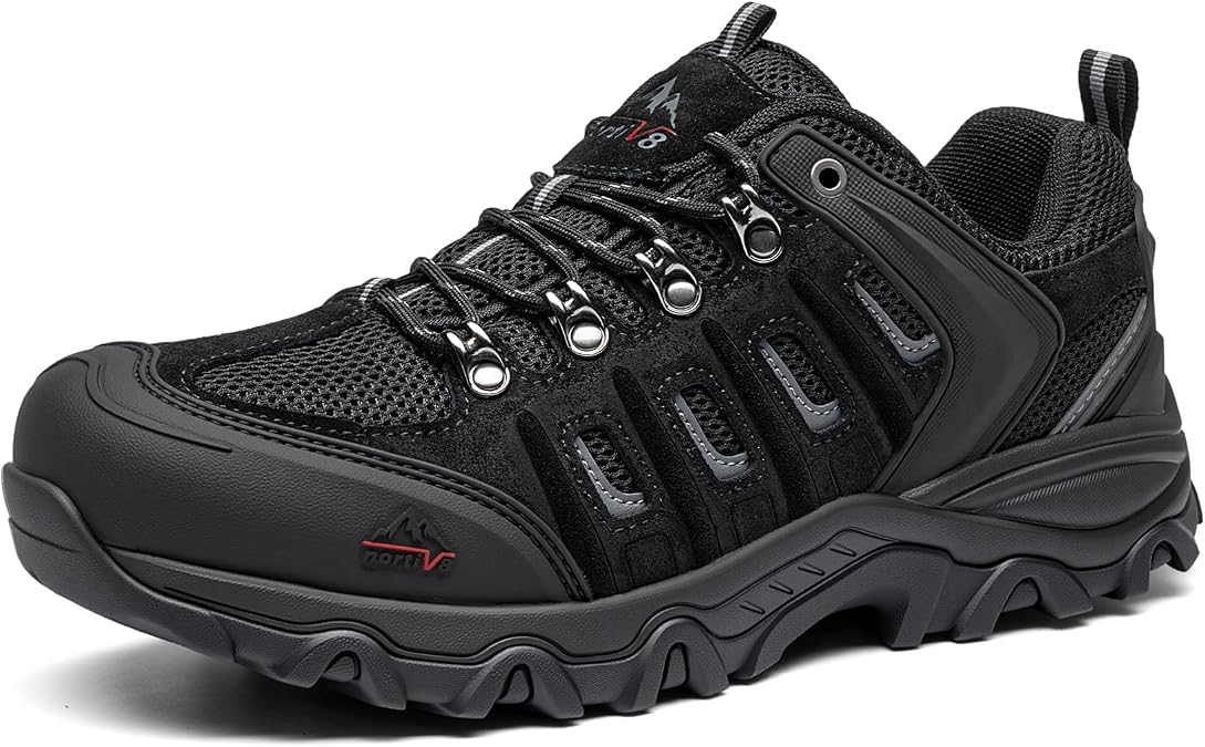 NORTIV 8 Herren Wanderschuhe Trail Leichte Echtes Leder Schutzkappe Wasserdicht Atmungsaktiv Outdoor Trekking Camping Hiking Shoes Kletterschuhe Trekkingschuhe