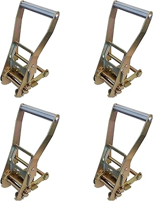 Mega Cargo Control 2 Replacement Long Handle Ratchets 4 - Pack | Ratchet Strap Tie Down Buckles for 2 Webbing | Towing & Flatbed,