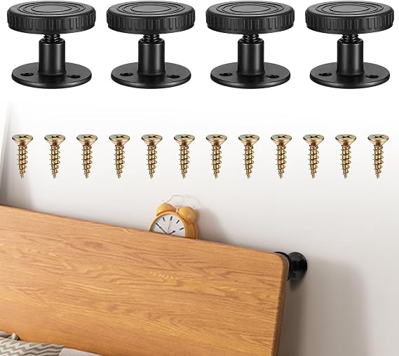 4 Pcs Black Carbon Steel Round Furniture Legs, 26-40mm Adjustable Levelling Feet for Table Legs Chair Sofa Bed Legs, Anti-Shake, Threaded, Screw-in, Glued