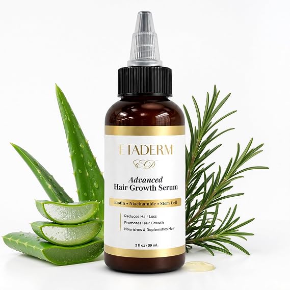 Advanced Hair Growth Serum - Hair Growth Oil with Aloe Verabiotin, Caffeine, Keratin - Hair Oil Stimulates, Moisturizes and Conditions Scalp - Hair Serum for Thicker Hair 60ml