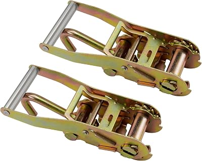 2-inch Ratchet Tie Down Buckle with J-Hook Tie Down Used for Car Trailer Flatbed Truck Fastening Cargo 2 Pack