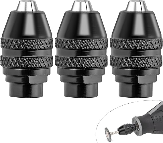 3 Pcs Quick Change Keyless Chuck 4486 Replacement 1/32" to 1/8" Compatible with Dremel Rotary Tool 395 3000 3100 4000 4300 7300 7700 8200 8250 Multipro