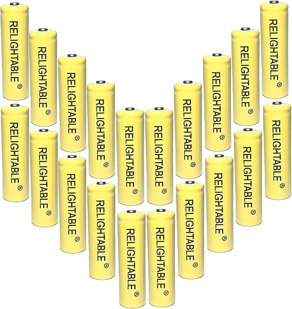 AA Size NiCd AA 600mAh 1.2V Rechargeable Batteries for Solar Lamp Solar Light (20-PCS 600mAh Yellow)