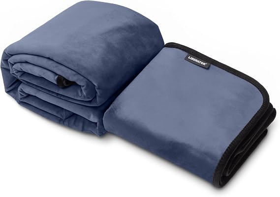 Liberator Fascinator Throw - Moisture-Proof Sensual Blanket Bundle, King and Small Two Pack, Microvelvet Indigo