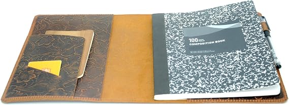 JJNUSA Genuine Leather Journal Notebook Cover Composition Notebooks 9.75" x 7.5", Gift For Student, Writing Diary for Writer