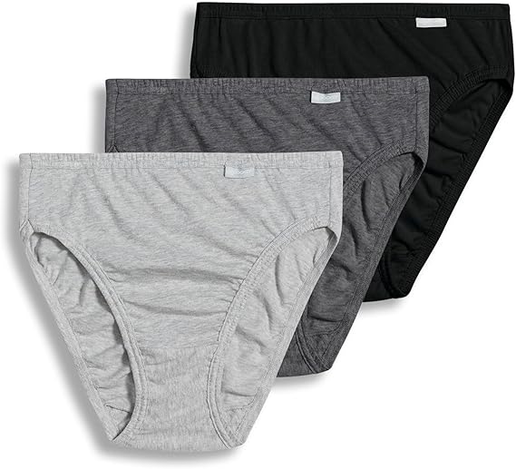 Jockey Women's Underwear Elance French Cut - 3 Pack, Grey Heather/Charcoal Heather/Black, 6