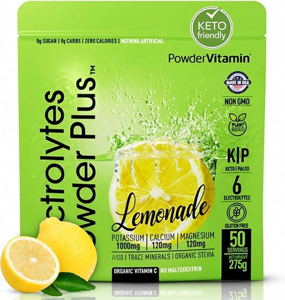 PowderVitamin Electrolytes Powder Plus - 50 Servings - Lemonade Flavor