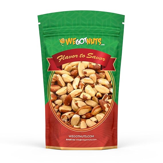We Got Nuts, Roasted Salted Whole Brazil Nuts, 1 Lbs, Packed Fresh in a Resealable Bag, Gluten Free, Protein Rich, Vegan Friendly, Healthy Snack, With No Preservatives
