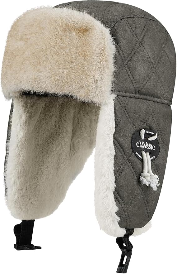 Croogo Trapper Hat Winter Hats for Men Trooper Russian Warm Hat with Ear Flaps Women Ushanka Fur Hat Windproof Ski Hat