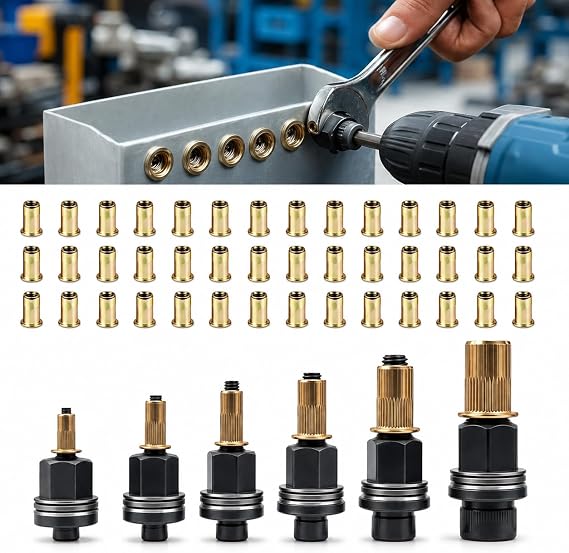 Rivet Nut Tool Kit,M4-M10 Manual Carbon Steel Head Rivet Nut Tool