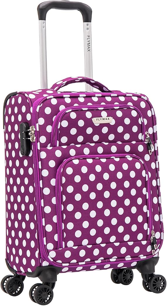 FLYMAX Lightweight Cabin Luggage Carry on Flight Bag Approved Hand Luggage Case Hold Suitcase 55x35x20 Fits Ryanair Easyjet Jet 2 56x45x25 &5 5x40x20