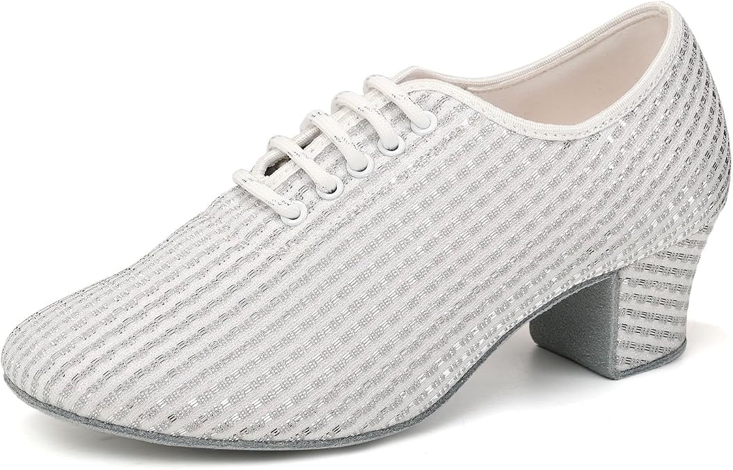 Women's Ballroom Dance Shoes Closed Toe Lace up Low Heel Professional Latin Teaching Dance Practice Shoes,Model LHD-301