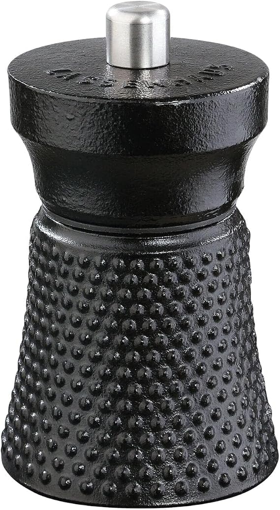 Zassenhaus Worker Pepper Mill, Cast Iron Grinder Made of High-Performance Ceramic, Grinding Level Infinitely Adjustable, Also for Salt, Dried Herbs and More, Height: 10.0 cm, Diameter 6.0 cm