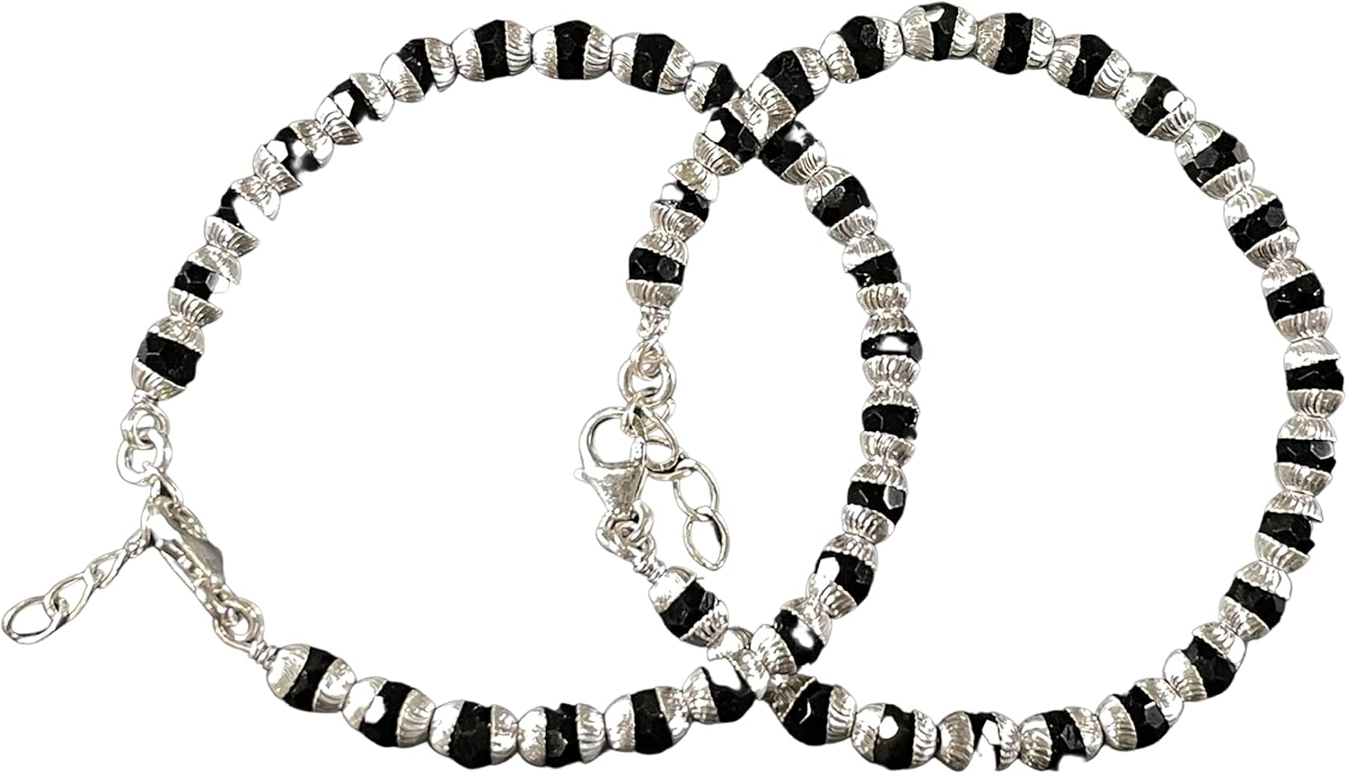 925 Sterling Silver Black Beads Najariya - Style#04
