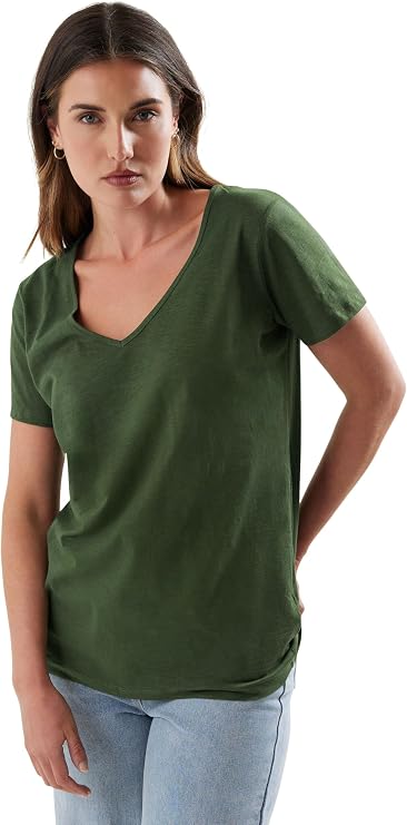 Long Tall Sally LTS Tall Womens V-Neck T-Shirt Green