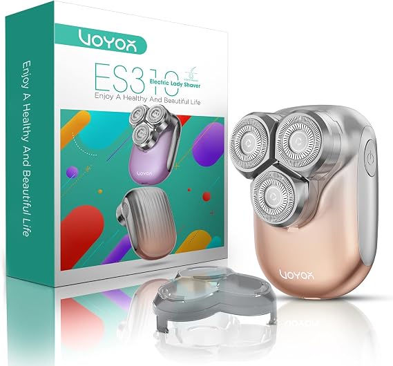 VOYOR Electric Razors for Women, 3D Floating Womens Electric Shaver, Gold | Electric Shaver for Legs, Bikini & Body, Electric Face Razor for Women, Travel Waterproof Grooming Tool, ES310