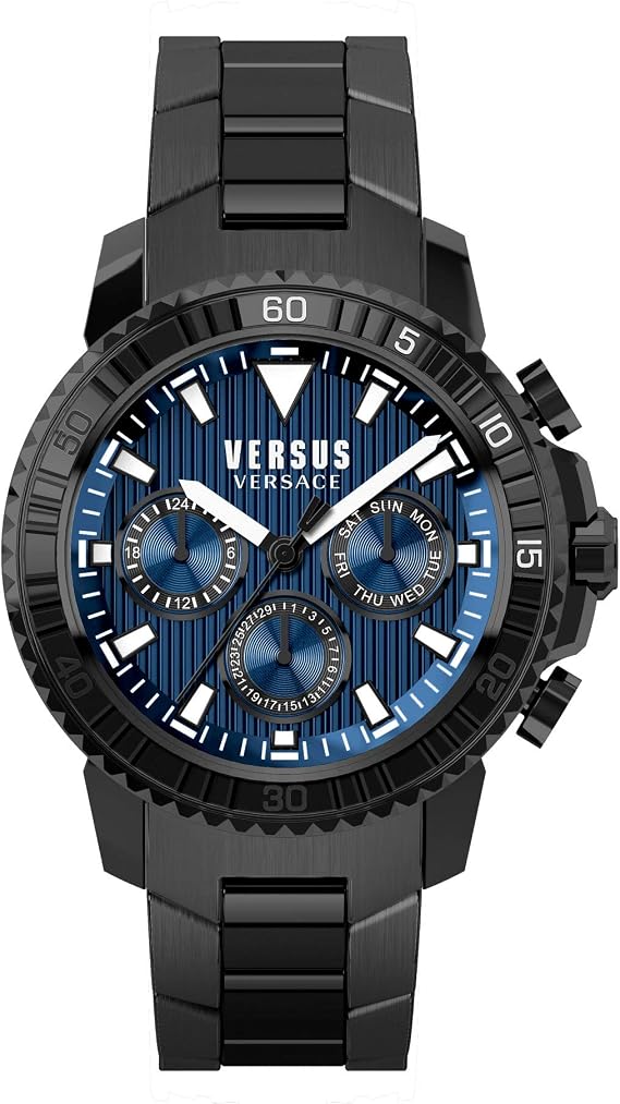 Versus Versace S30090017 Men's Quartz Chronograph Watch with Stainless Steel Strap, Blue, Bracelet