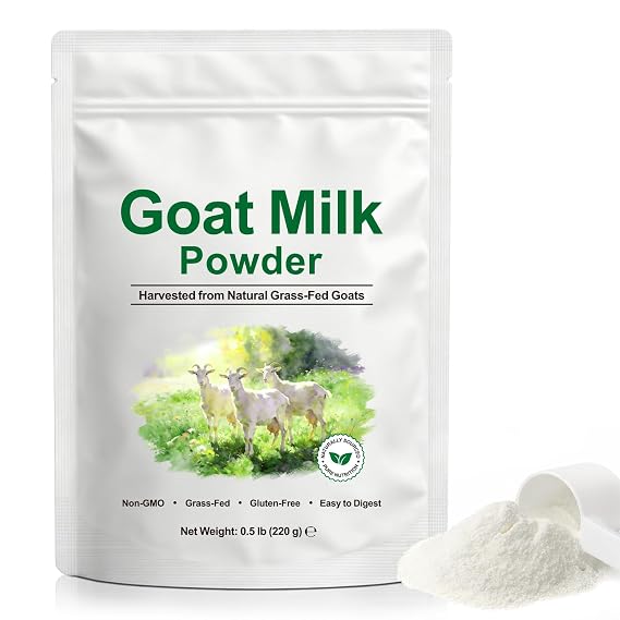 Goat Milk Powder with High Calcium, Vitamins, Protein, Probiotics,from Natural Grass-Fed Goats,Great for Smoothies, Cooking, Baking, Non-GMO, No Preservatives Added, 0.5lb (220g)