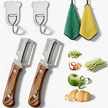 Premium Vegetable Peeler with Wooden Handle & Built-in Bottle Opener, Stainless Steel Potato Peeler for Kitchen, 2-in-1 Sharp Y Peeler for Apple, Carrot, Citrus & Camping Prep (1 Pack)