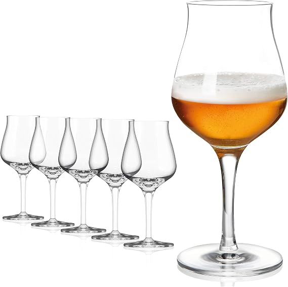 Sahm Beer Glasses Set of 6 – 420 ml Beer Sensory Trophy – Dishwasher Safe – Ideal Gourmet Gift & Craft Beer Glasses