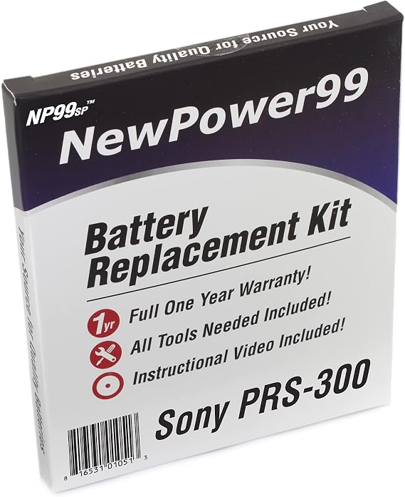 NewPower99 Battery Replacement Kit with Battery, Video Instructions and Tools for Sony PRS-300