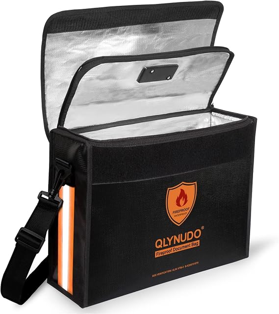 Large Fireproof Bag for Documents, Fire Safe Box for 3-Ring Binders | Fits 3-Inch Binders | Rigid Base | 2550F Flammability Certified | TSA Lock | Fire Proof Bag