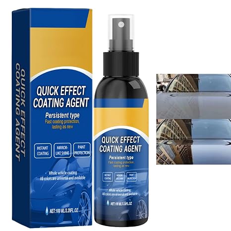 100ML Car Ceramic Coating Spray,3 in 1 High Protection Quick Effect Coating Agent,Multi-Functional Liquid Glass Car Coating&Polish Spray for Cars,Motorcycles,Coating Renewal Agent,Restore Shine