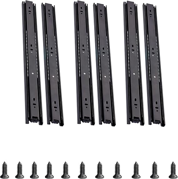 Drawer Slides Track slider 6 Pieces Full Extension Ball Bearing Drawer Slides, and Pull Smoothly,Side Mounted,Ball Bearing Drawer Slides,for Bedside Table,Wardrobe,Desk,3 FOLD Drawer Glides(35cm(14in)