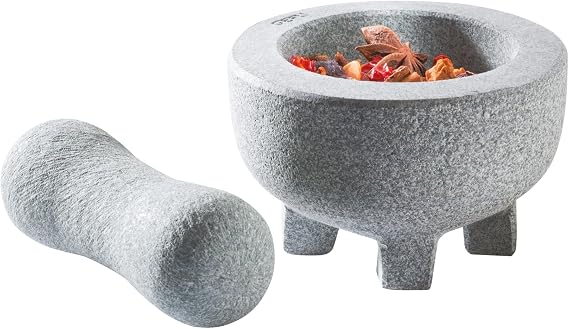 Gefu GE35310 Crunchy Stone Pestle and Mortar Grey 10 X 6.5 cm, Granite, Gray, 10 x 10 x 6.5 cm