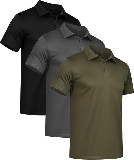 3 Pack Men's Mesh Polo Shirts Short Sleeve UPF50+ Golf Shirts