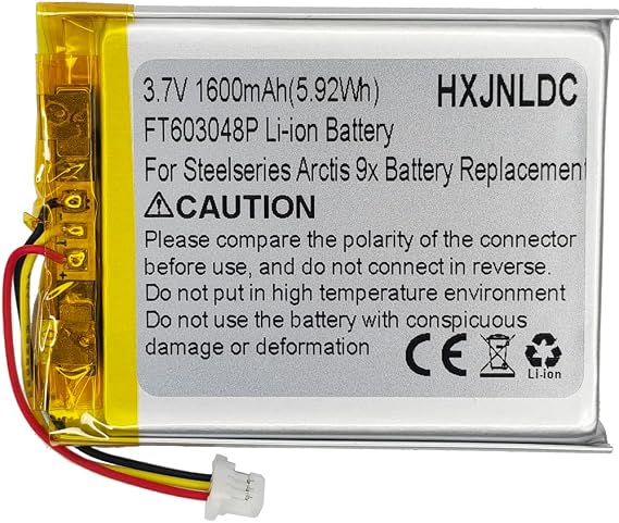 DC 3.7V 1600mAh FT603048P Rechargeable Polymer Lithium Battery for Steelseries Arctis 9X Wireless Gaming Headset Battery Replacement