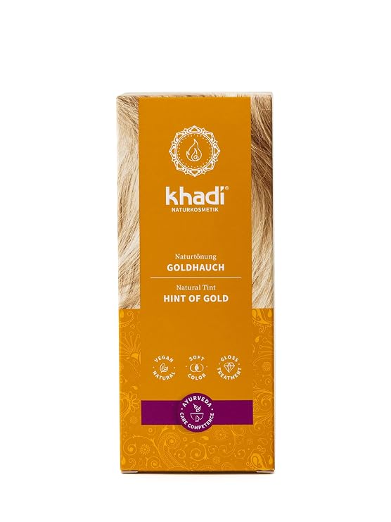 khadi HINT OF GOLD Natural Hair Color - Hair Color for shiny golden shimmer, golden blonde to brilliant copper - 100% herbal & natural - 3.5 oz