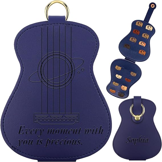 Personalized Guitar Pick Holder,Custom Guitar Pick Case,Storage Bag with 18 Slots-Vintage Leather Sherum Strum Box for Guitar Picks(Only Guitar Pick Case) (Guitar Plectrum Bag2)