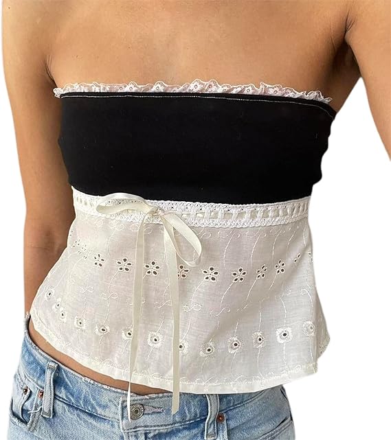 Women Y2k Tube Top Strapless Backless Bandeau Going Out Crop Top Aesthetic