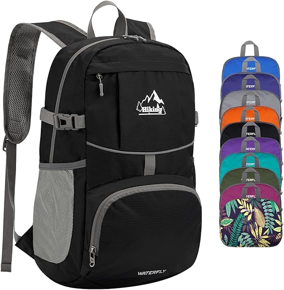 WATERFLY Small Lightweight Packable Hiking Backpack Foldable Travel Daypack