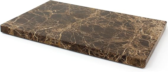 Nature Marble Cutting Board - 12 * 8 Inch Polished Stone Cutting Board Countertop, Stone Charcuterie Tray with Non-Slip Base for Kitchen, Gift for Grill Masters, Baking Lover and Home Chefs (Brown)