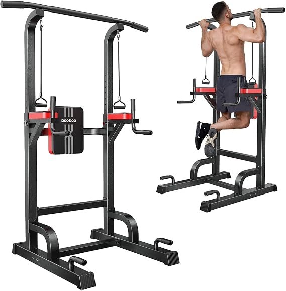 Pull Up Bar Power Tower Dip Station, 450LB Adjustable Home Gym Equipment