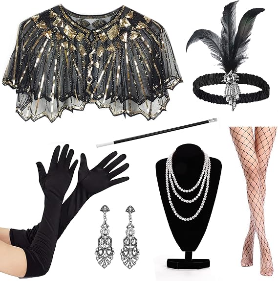 ONEPEACE Vintage 1920s Accessories, Elegant Old Hollywood Glamour Dresses with Gatsby Flapper Accessories for Women