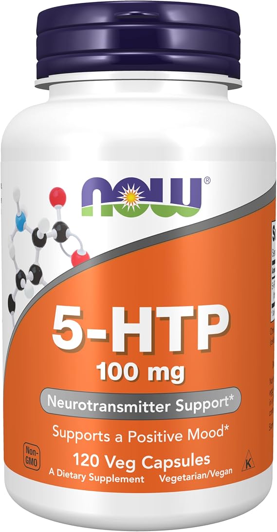 NOW Supplements, 5-HTP (5-hydroxytryptophan) 100 mg, Neurotransmitter Support*, 120 Veg Capsules